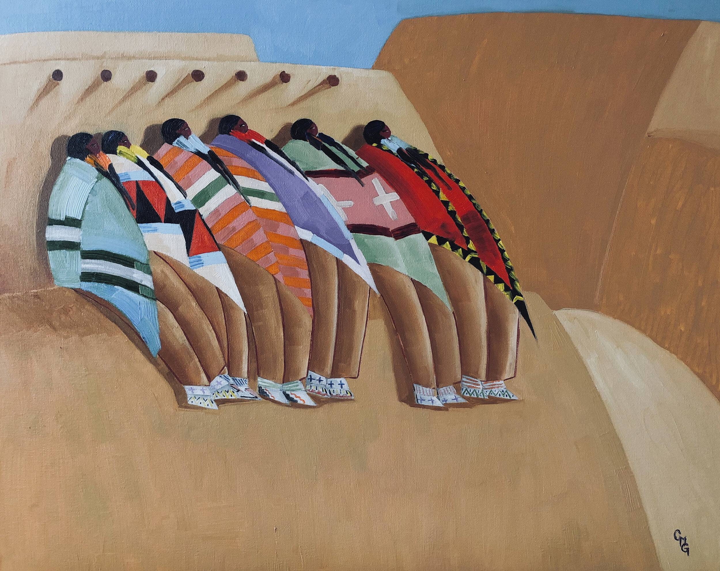 Ceremony Day At The Taos Pueblo 16%22x20%22 SOLD.JPG
