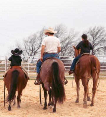 family on horseback