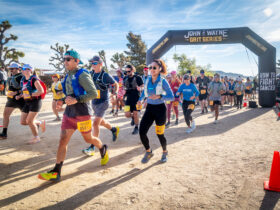 Participants at the start of the Pioneertown, CA Grit Series Half Marathon and 10K