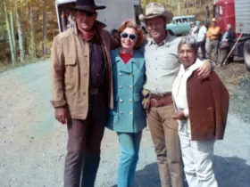 John Wayne and Glen Campbell on the set of True Grit (1969), Wayne’s Oscar-winning performance.