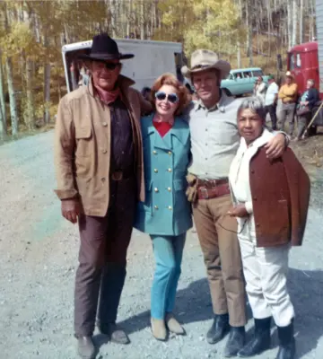 John Wayne and Glen Campbell on the set of True Grit (1969), Wayne’s Oscar-winning performance.